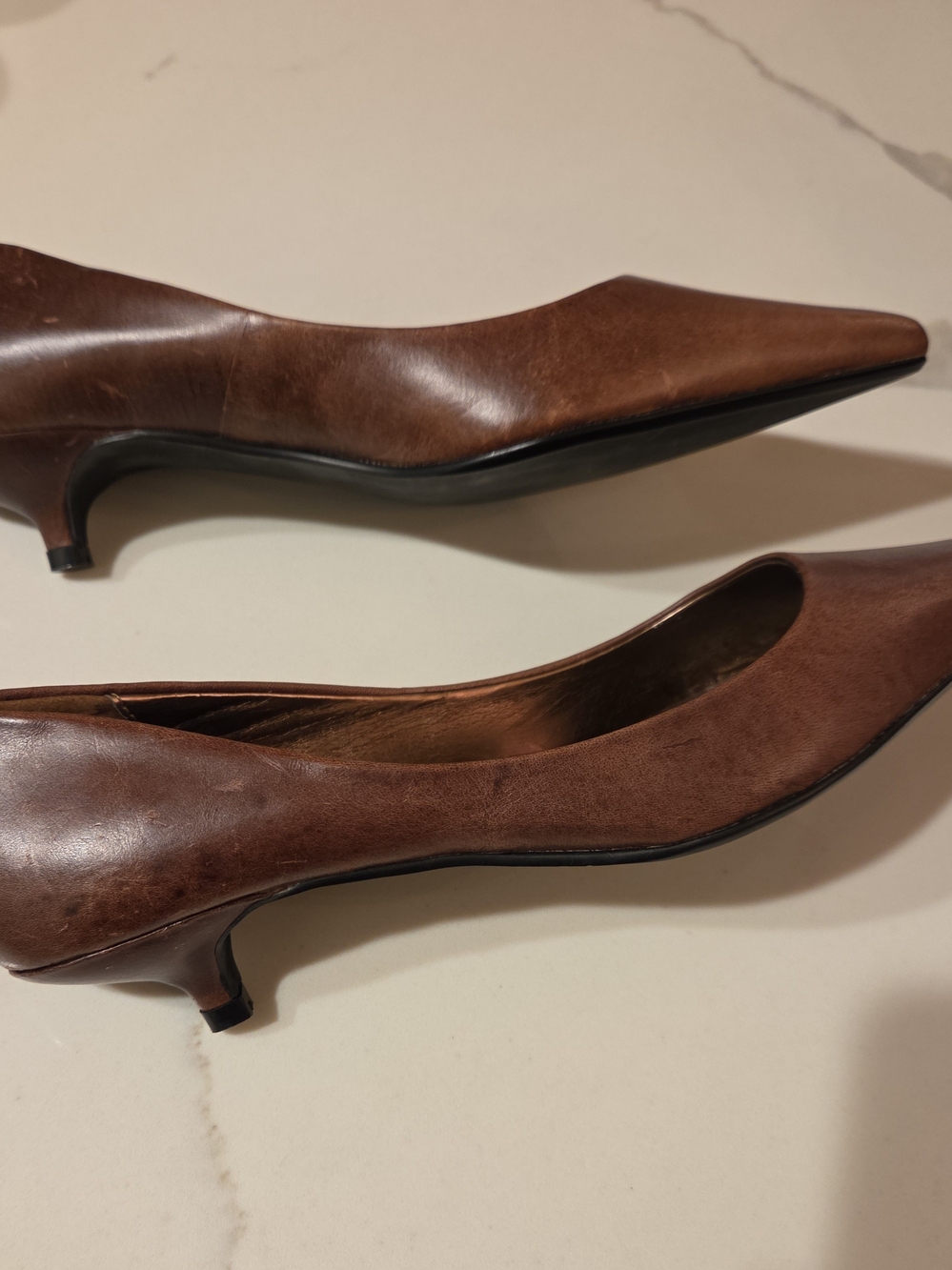 Steve Madden Brown Pointed-Toe Kitten Heel Pumps